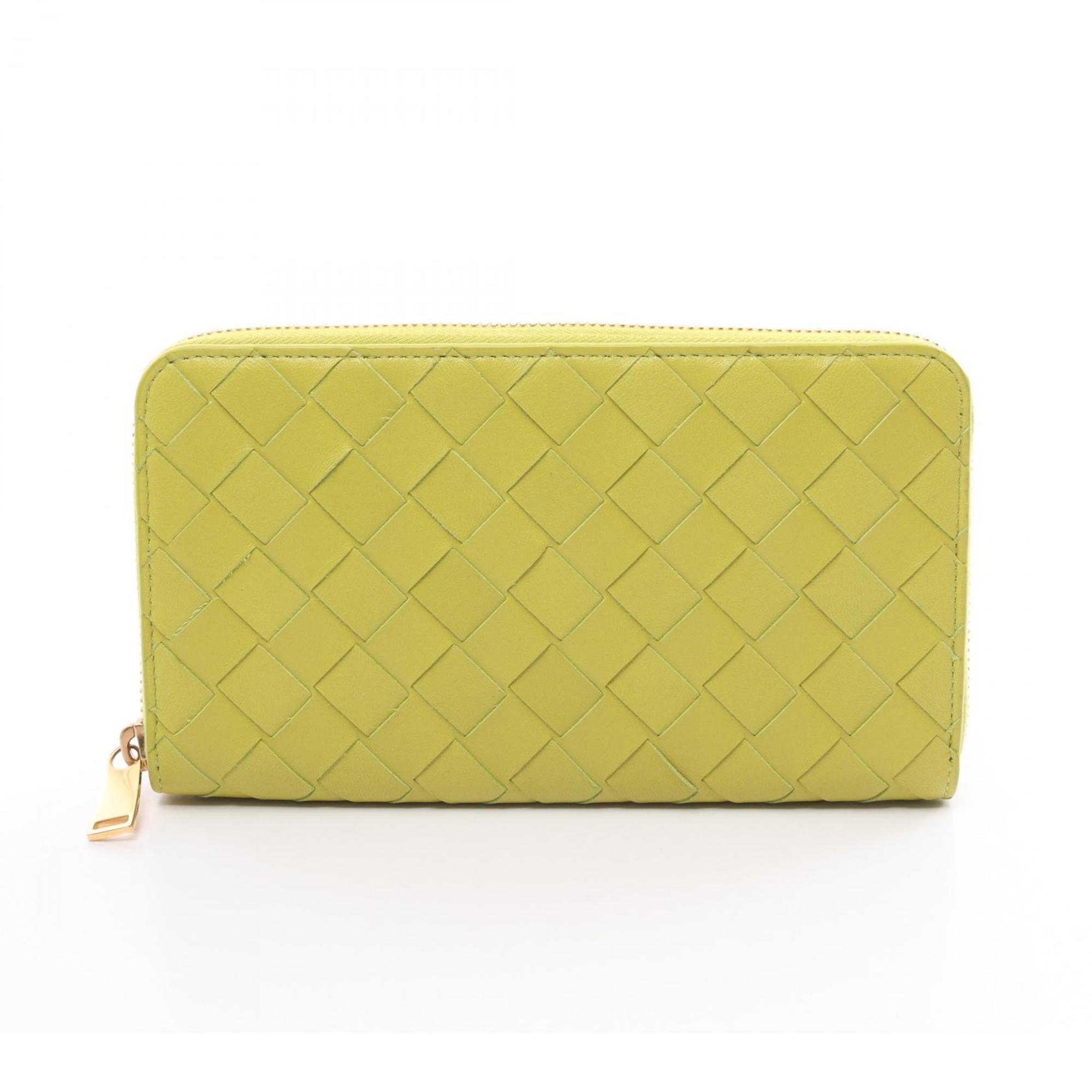 BOTTEGA VENETA Intrecciato Round Long Wallet Leather Men's Women's Green P01602832N