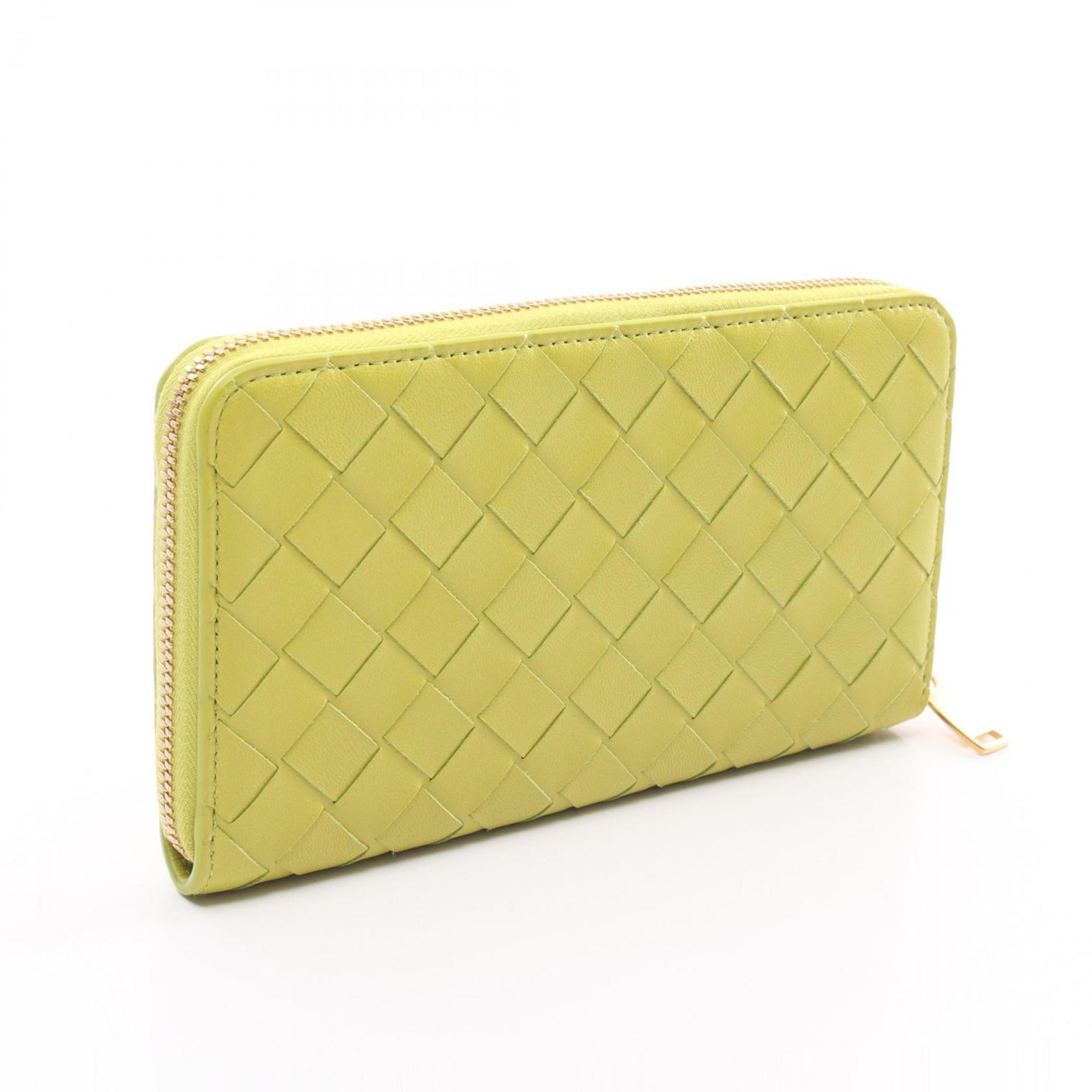 BOTTEGA VENETA Intrecciato Round Long Wallet Leather Men's Women's Green P01602832N