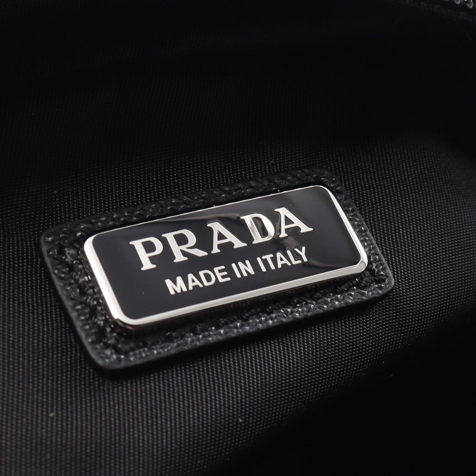 PRADA TESSTO + SAFFIAN Pouch Bag Nylon Saffiano Leather Women's Black 2NA0452DMHF0002