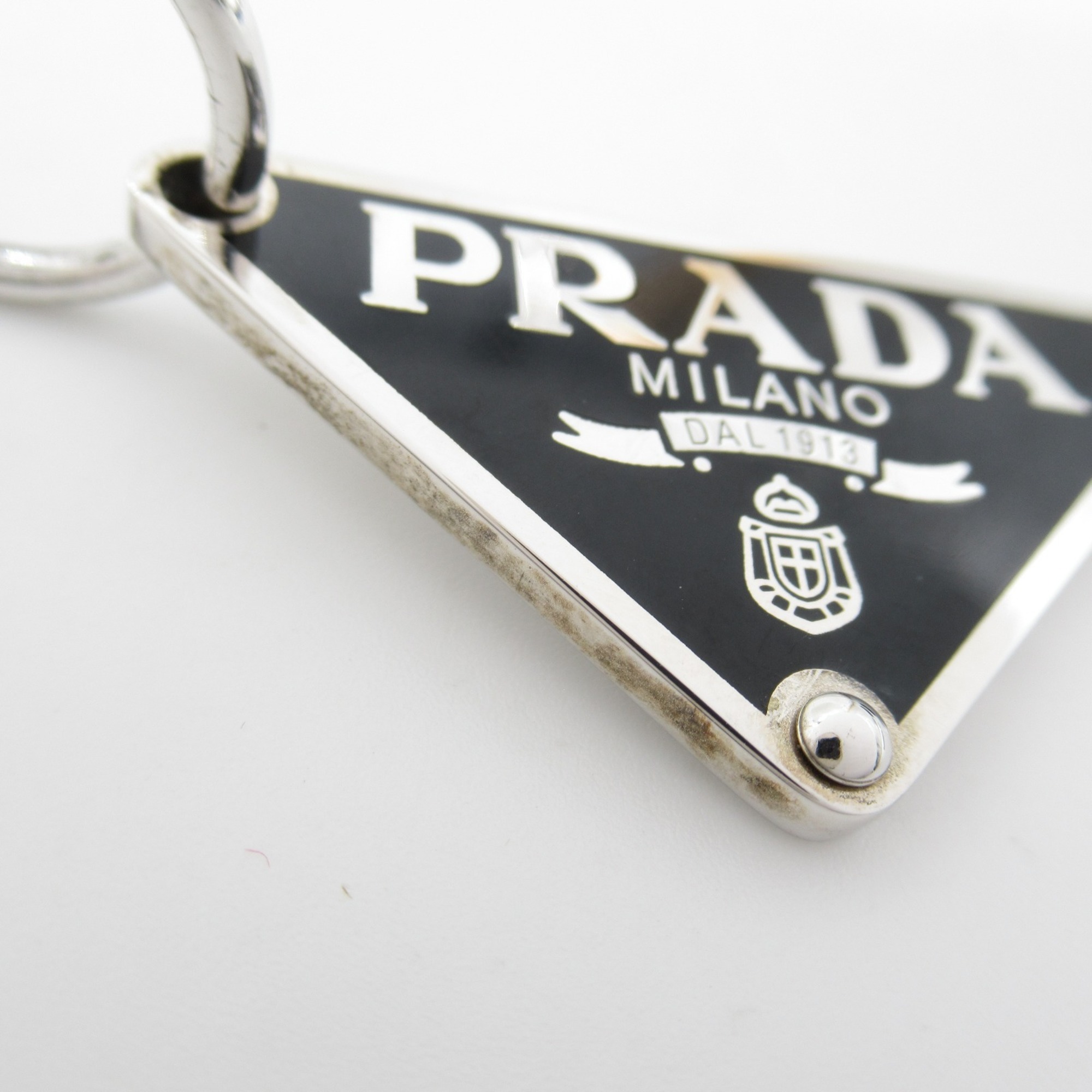 Prada PRADA Symbol Right Ear Pendant Earrings, Plated, Women's, Silver, Black, 1JO978_2DSP_F0002