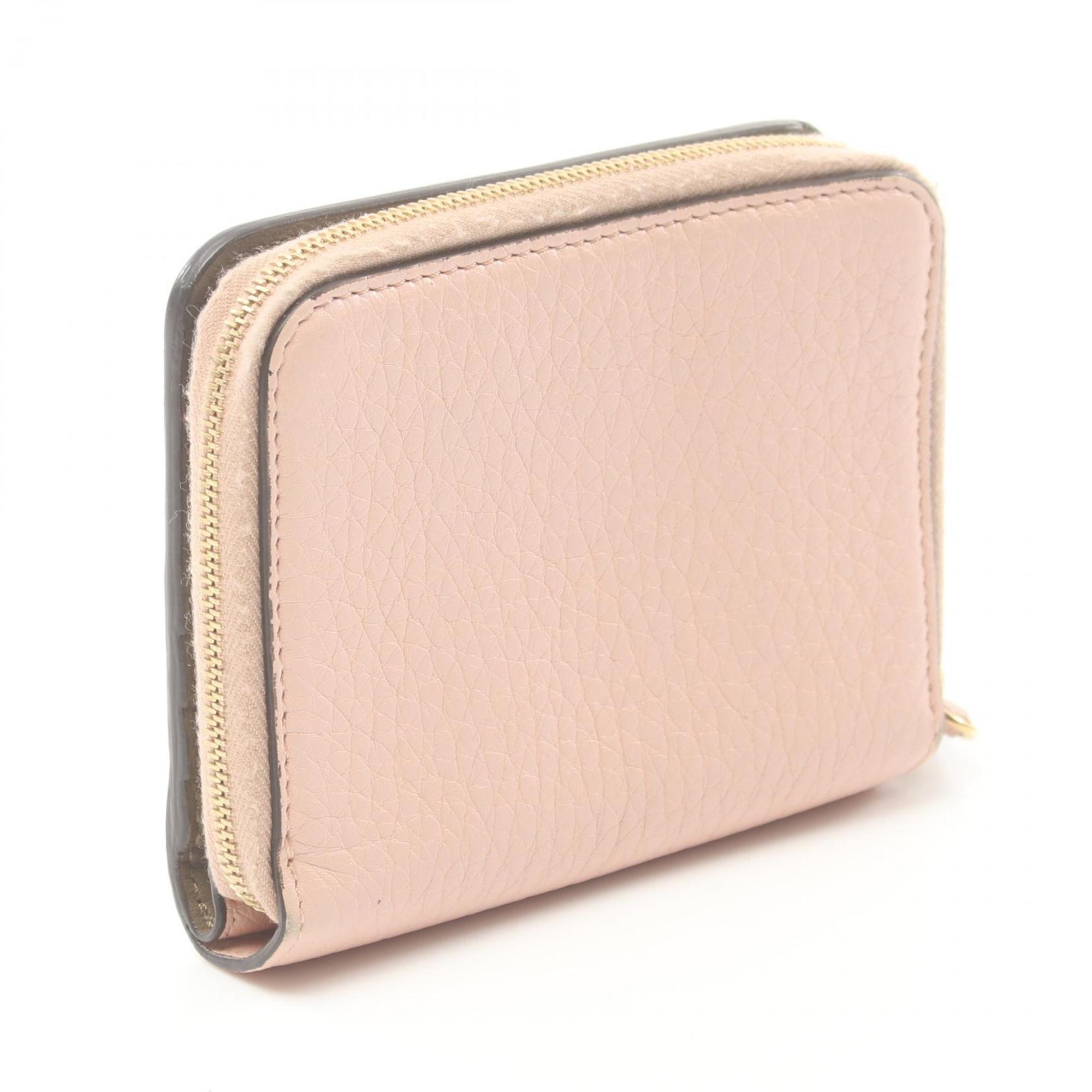 FENDI F IS Bi-fold Wallet Leather Women's Pink 8M0407