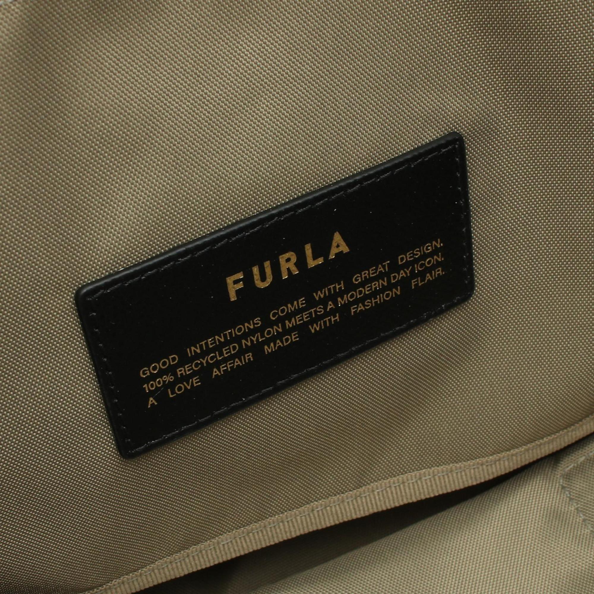 Furla Piuma L Tote Bag Leather Nylon Canvas Women's Green Beige WB01249BX30503183S