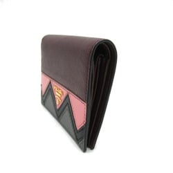 PRADA Bi-fold wallet, Saffiano leather, women's, Bordeaux, pink, 1MV204