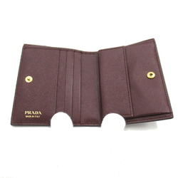 PRADA Bi-fold wallet, Saffiano leather, women's, Bordeaux, pink, 1MV204