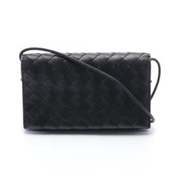 BOTTEGA VENETA Intrecciato Shoulder Bag Leather Women's Black 708586