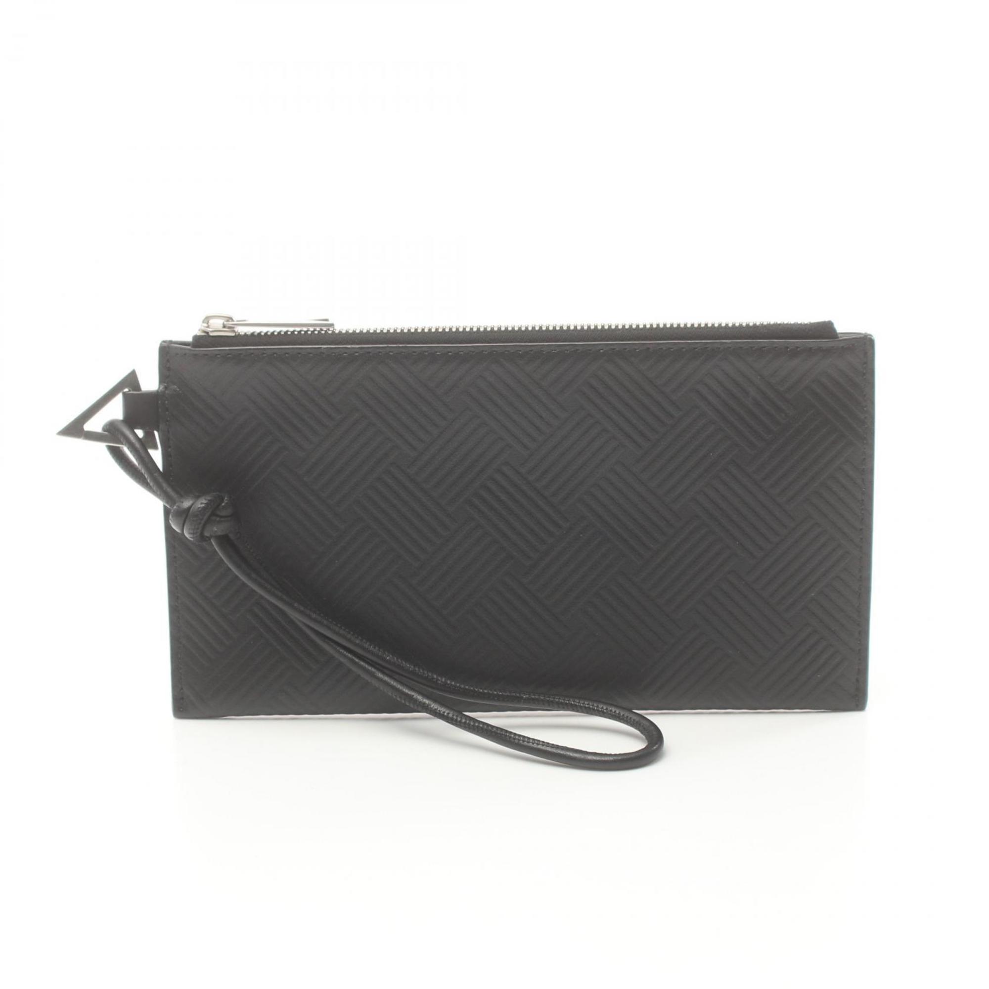 BOTTEGA VENETA Debossed Intrecciato Pouch Bag Leather Men's Black 667034