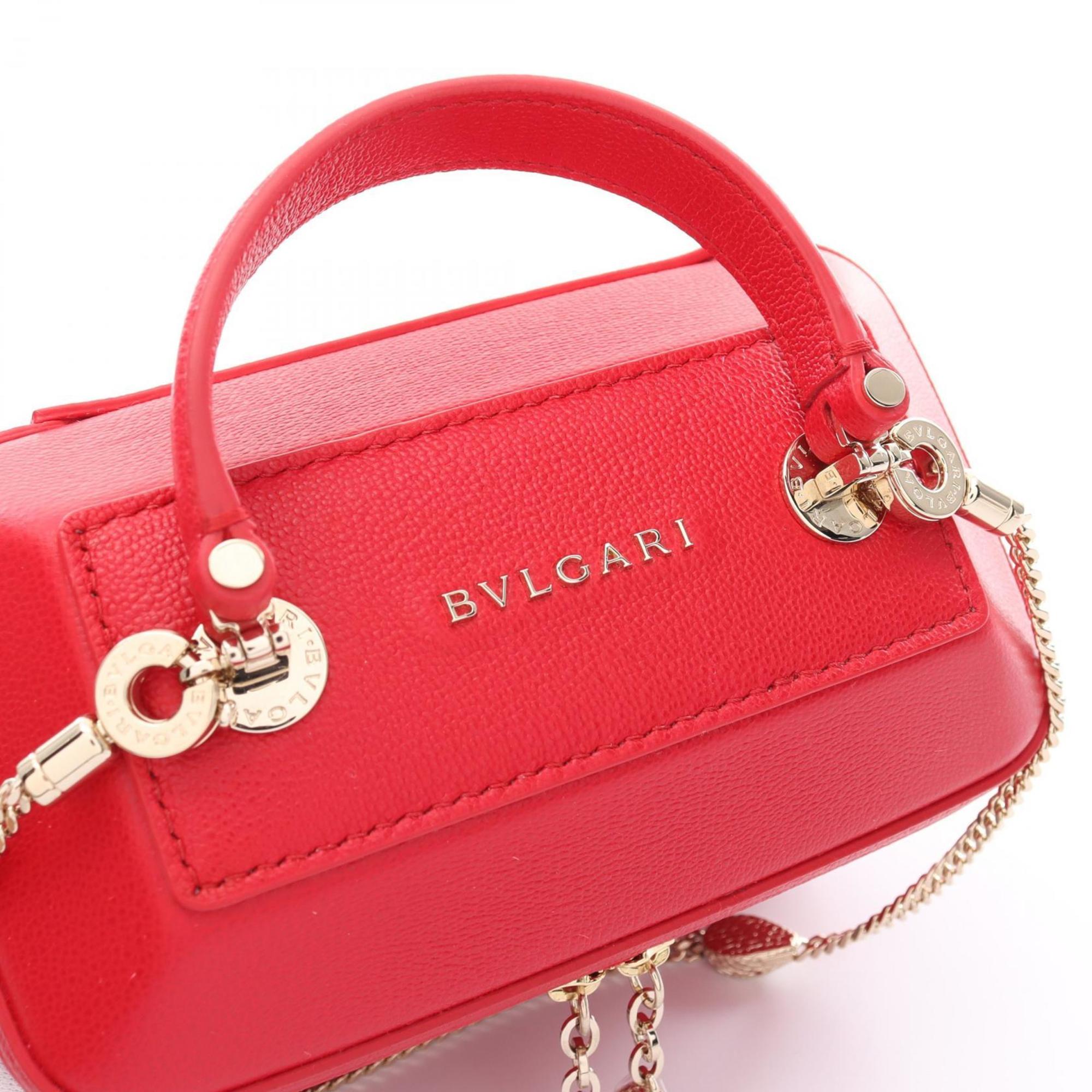 BVLGARI Serpenti Handbag Bag Leather Women's Red