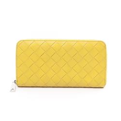 BOTTEGA VENETA Round Long Wallet Leather Men's Women's Yellow