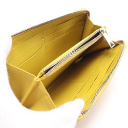 BOTTEGA VENETA Round Long Wallet Leather Men's Women's Yellow