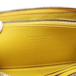 BOTTEGA VENETA Round Long Wallet Leather Men's Women's Yellow