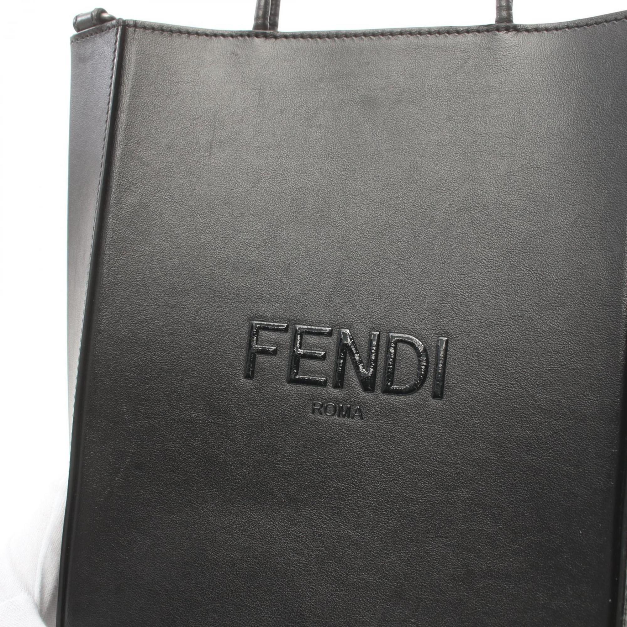 FENDI Pack Bag Small Handbag Leather Men Women Black 7VA512 AFB3