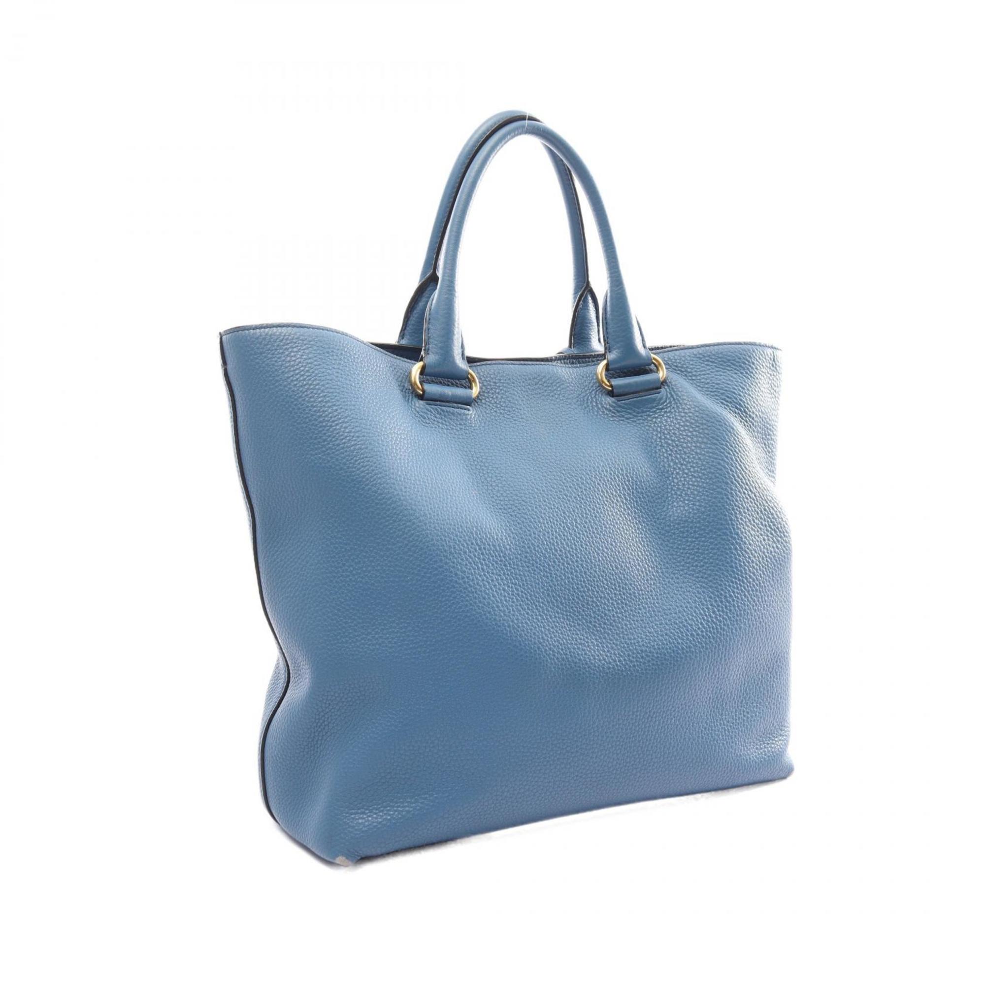 PRADA VIT DAINO Tote Bag Leather Women's Blue BN2754