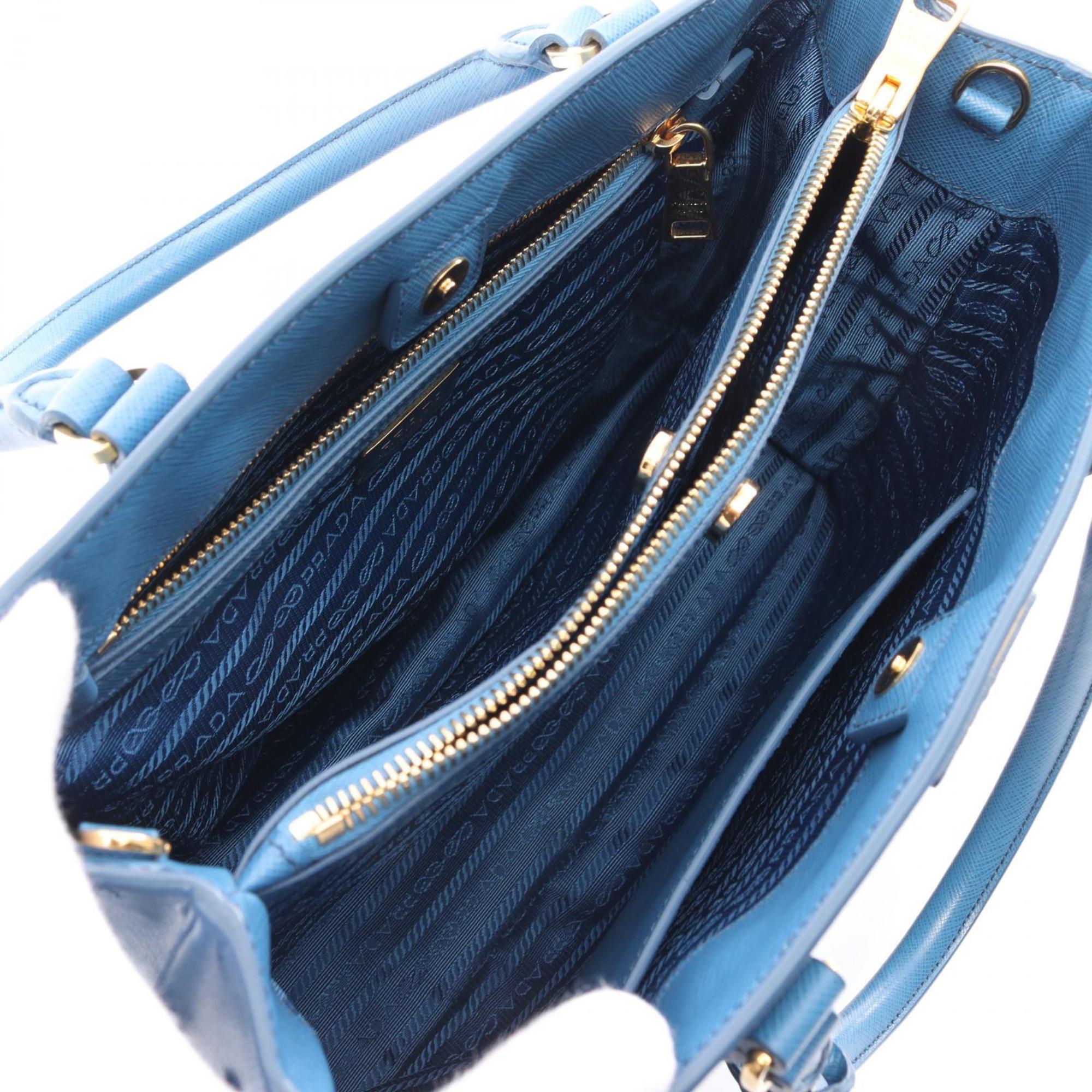 PRADA SAFFIANO LUX Galleria Handbag Bag Saffiano Leather Women's Blue BN1874