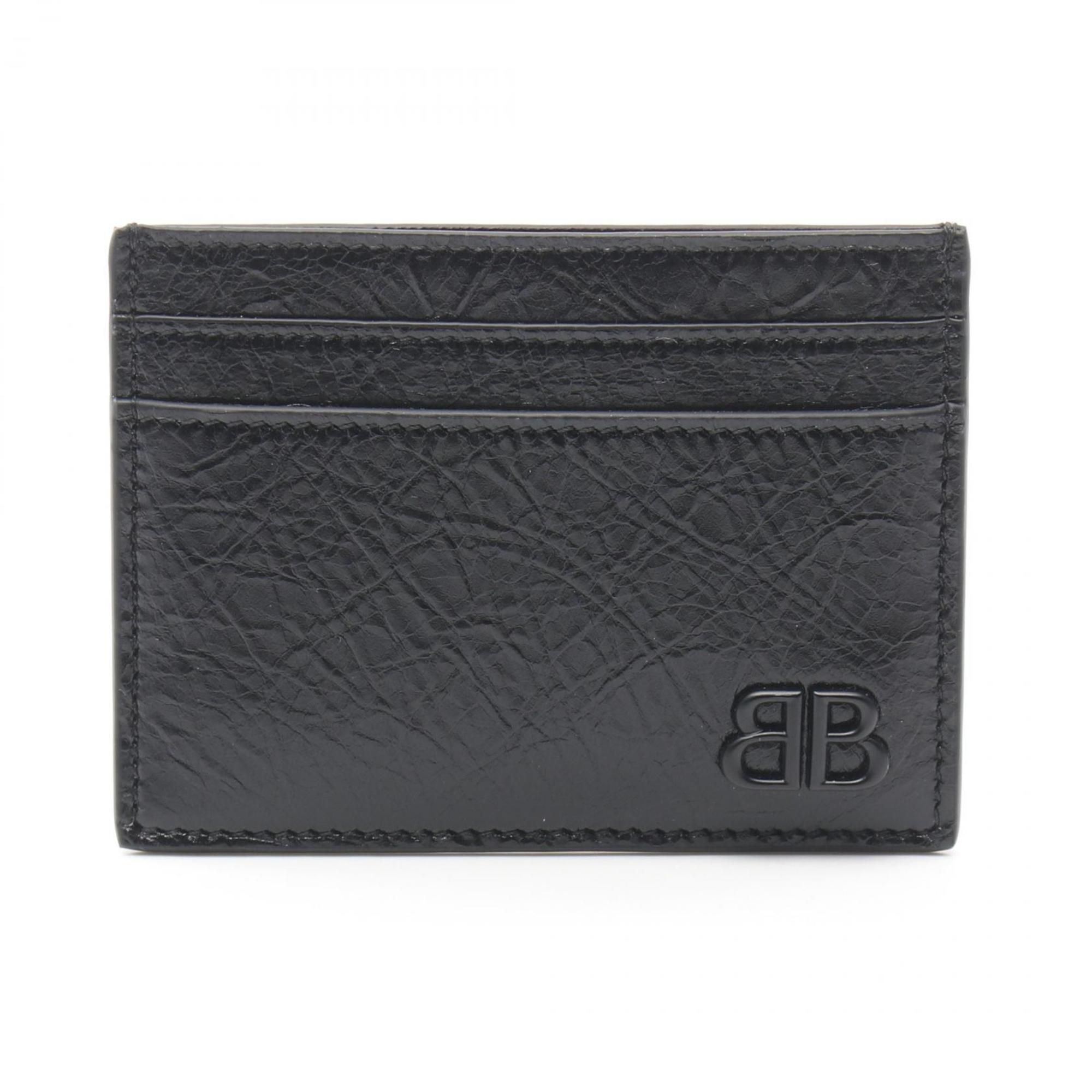 BALENCIAGA MONACO Monaco Business Card Holder/Card Case Leather Men's Black 7665472AAS81000