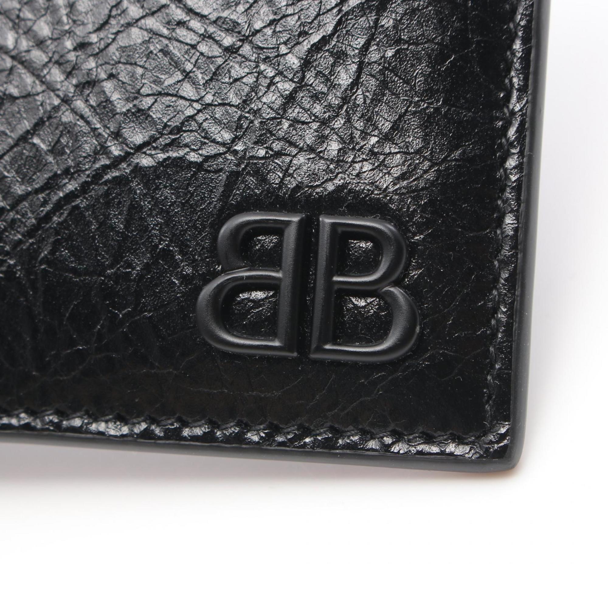 BALENCIAGA MONACO Monaco Business Card Holder/Card Case Leather Men's Black 7665472AAS81000