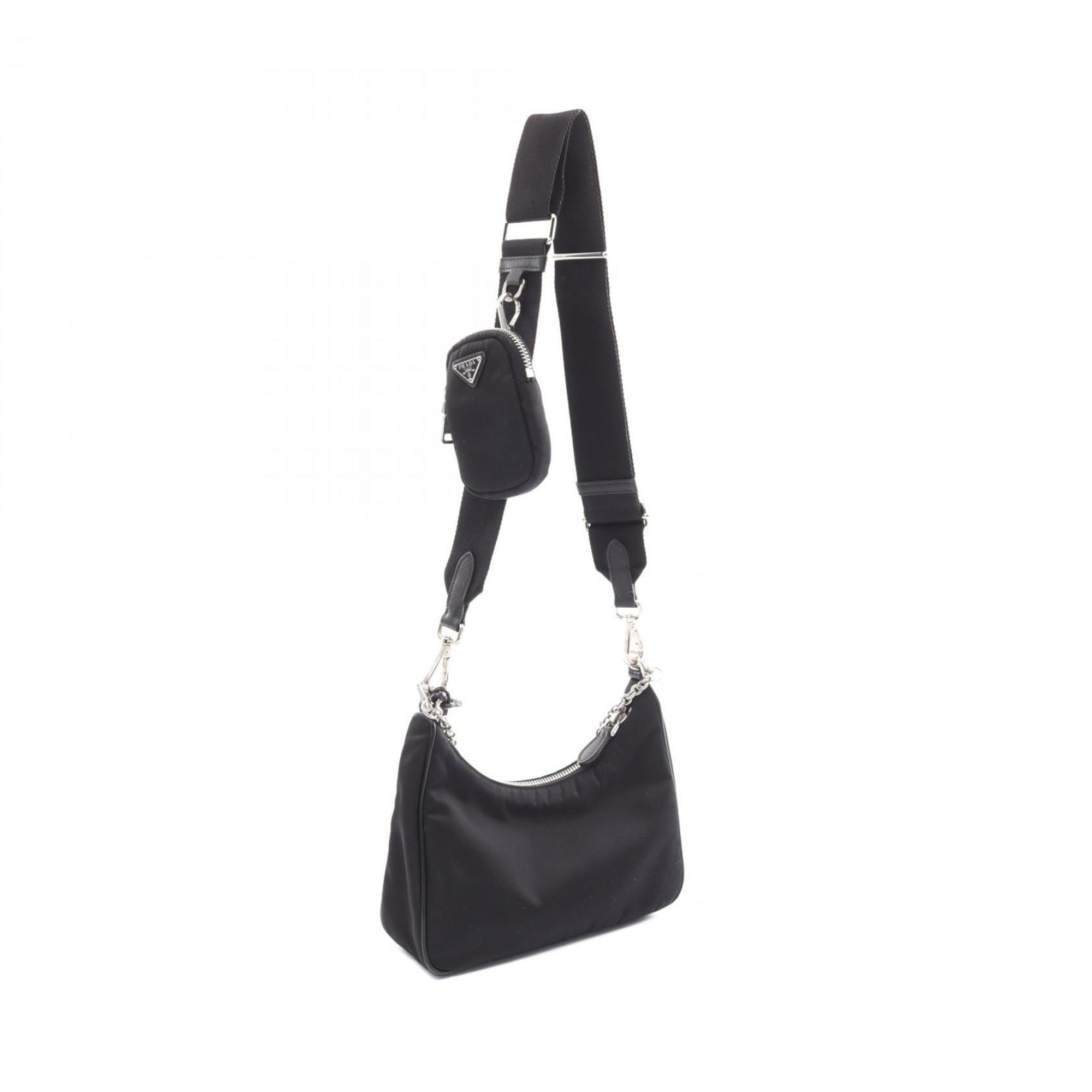 PRADA Re-Edition 2005 Re-Nylon Shoulder Bag Nylon Saffiano Leather Women's Black 1BH204