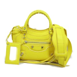 BALENCIAGA Classic City Shoulder Bag Leather Women's Yellow 300295