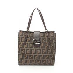 FENDI ZUCCA Tote Bag Canvas Leather Women's Brown