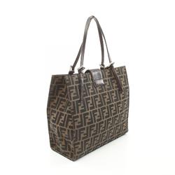 FENDI ZUCCA Tote Bag Canvas Leather Women's Brown