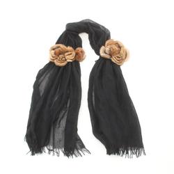 FENDI scarf clothing silk cashmere mink women's black brown