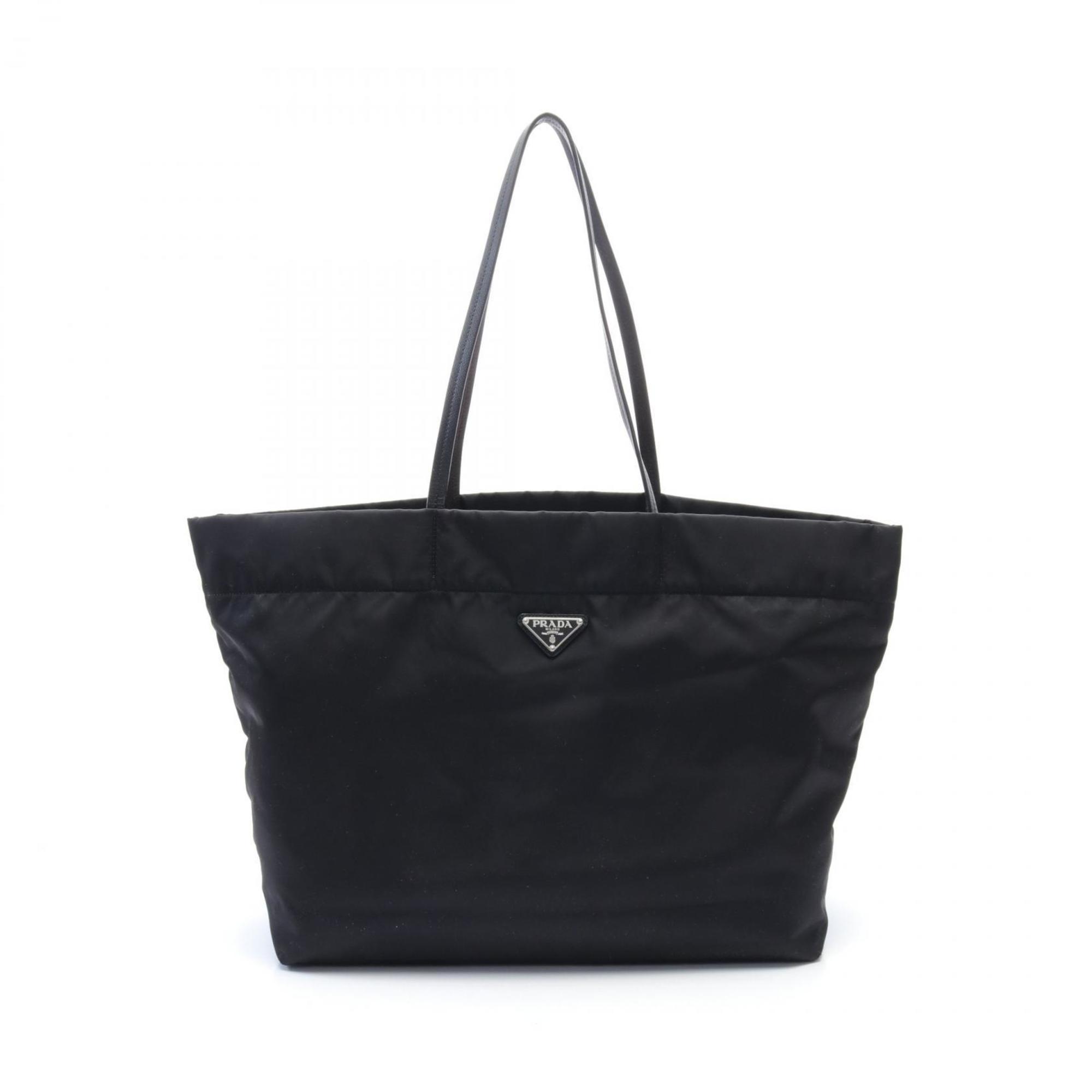 PRADA VELA Tote Bag, Nylon, Leather, Women's, Black, 1BG107