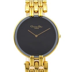 Dior Bagheera Watch GP (Gold Plated) Women's Black 47 154-2