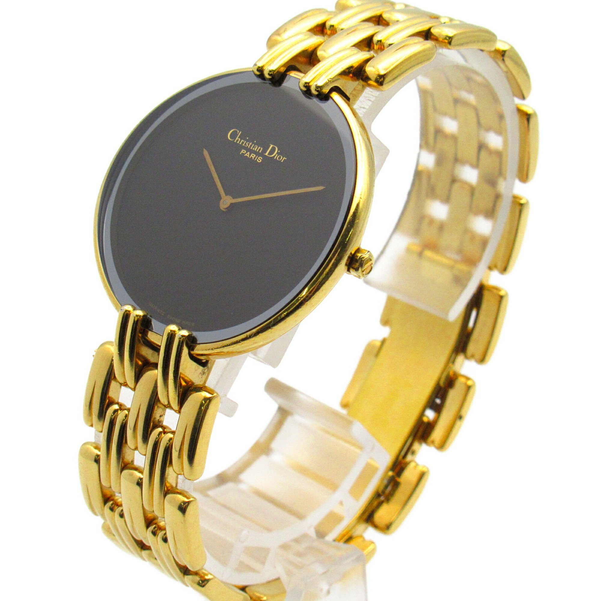 Dior Bagheera Watch GP (Gold Plated) Women's Black 47 154-2