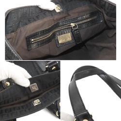 FENDI Zucchino Canvas Leather Black 8BH161 Gold Hardware Tote Bag