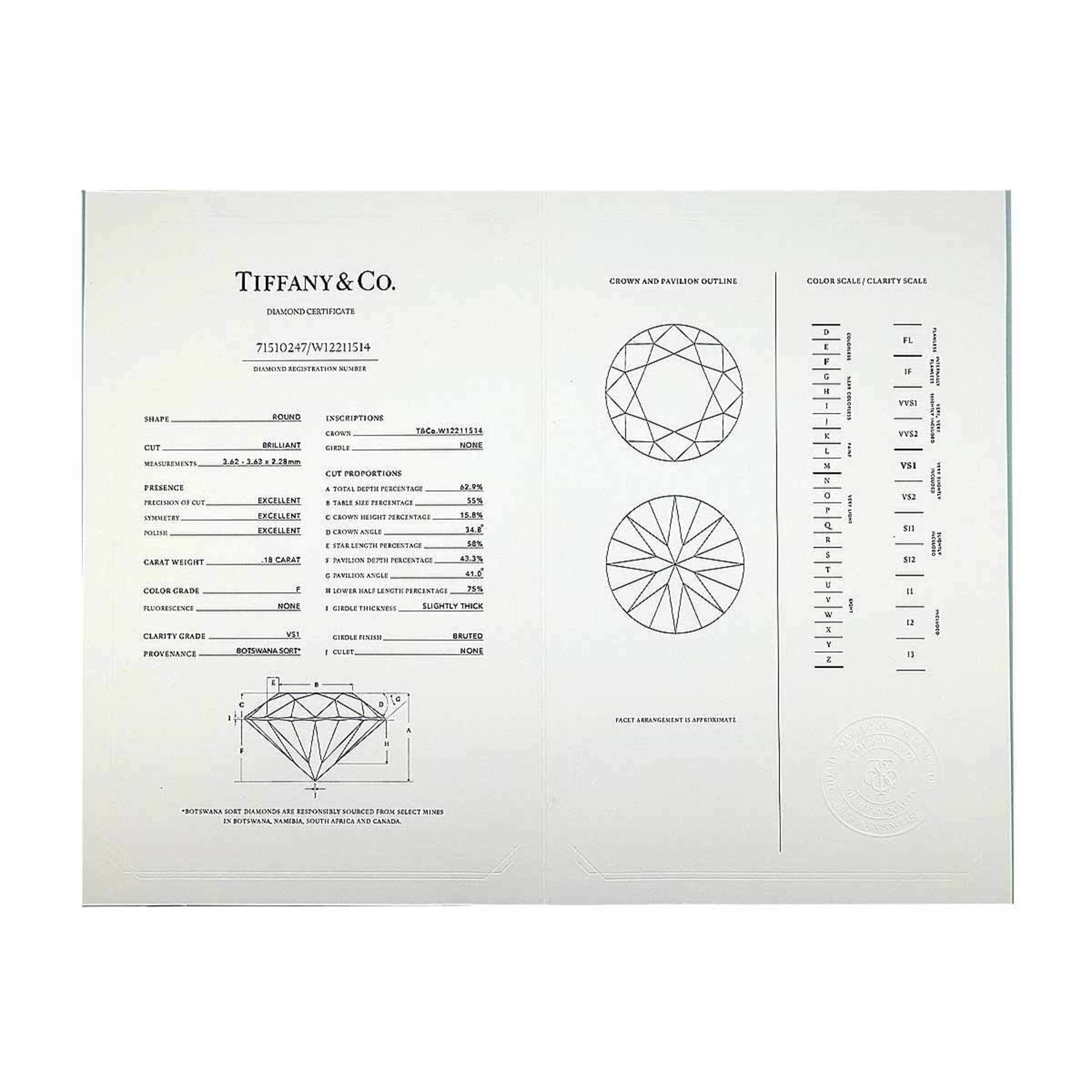 Tiffany & Co. Harmony Diamond 0.18ct F VS1 3EX Ring Pt Platinum