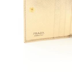 PRADA PORTAF PICCOLO LAMPO Bi-fold Wallet Leather Women's Gold 1ML050