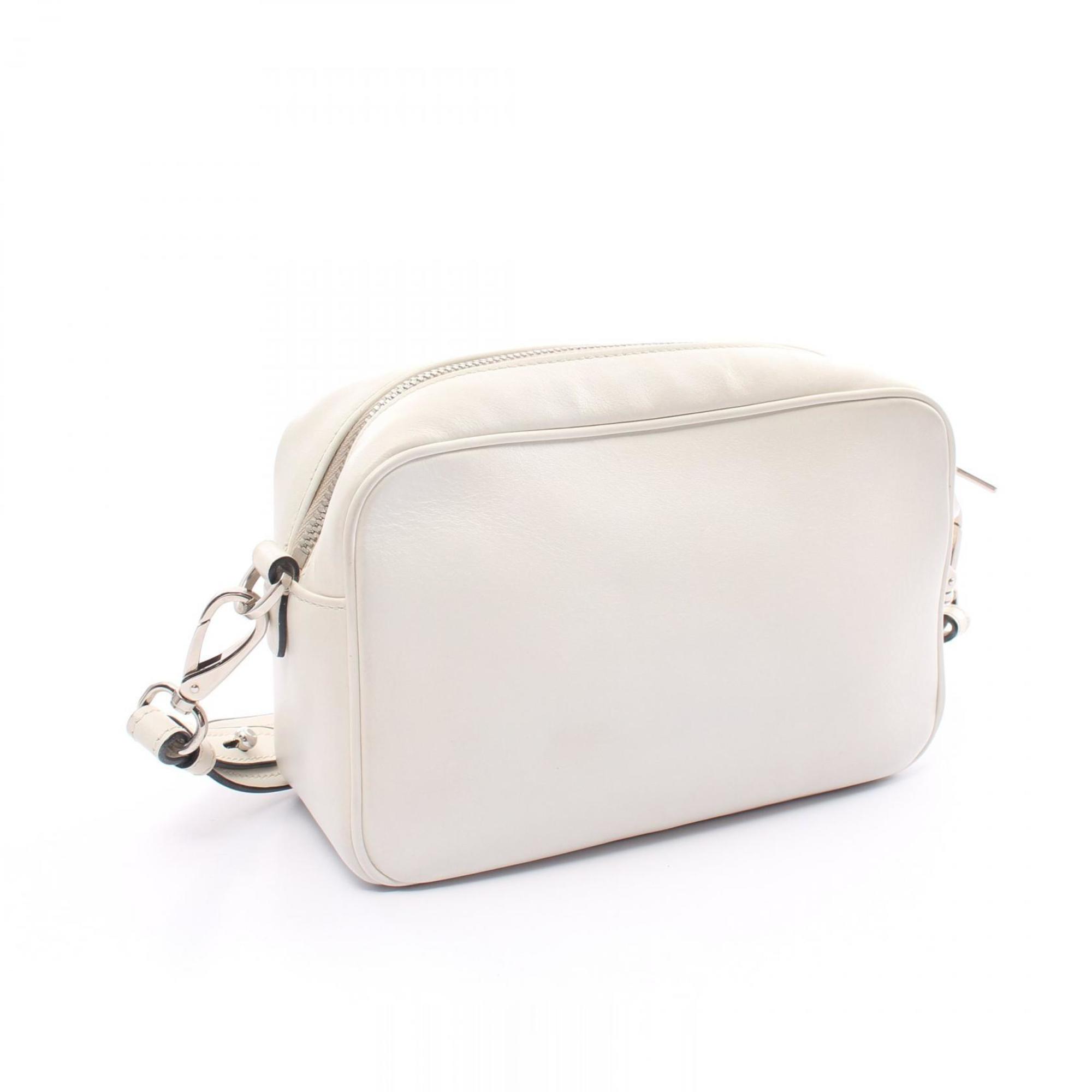 PRADA CITY CALF Shoulder Bag Leather Women's White Multicolor