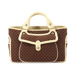 CELINE Macadam pattern handbag canvas leather brown light beige gold hardware Hand Bag