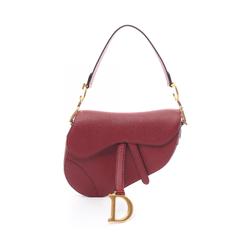 Christian Dior Dior Saddle Bag Shoulder Leather Women's Bordeaux