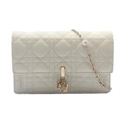 Christian Dior Dior Cannage Shoulder Bag Leather Women's White