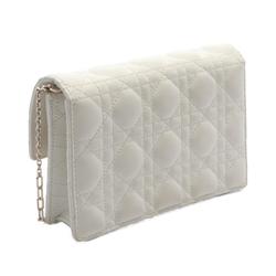 Christian Dior Dior Cannage Shoulder Bag Leather Women's White