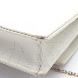 Christian Dior Dior Cannage Shoulder Bag Leather Women's White