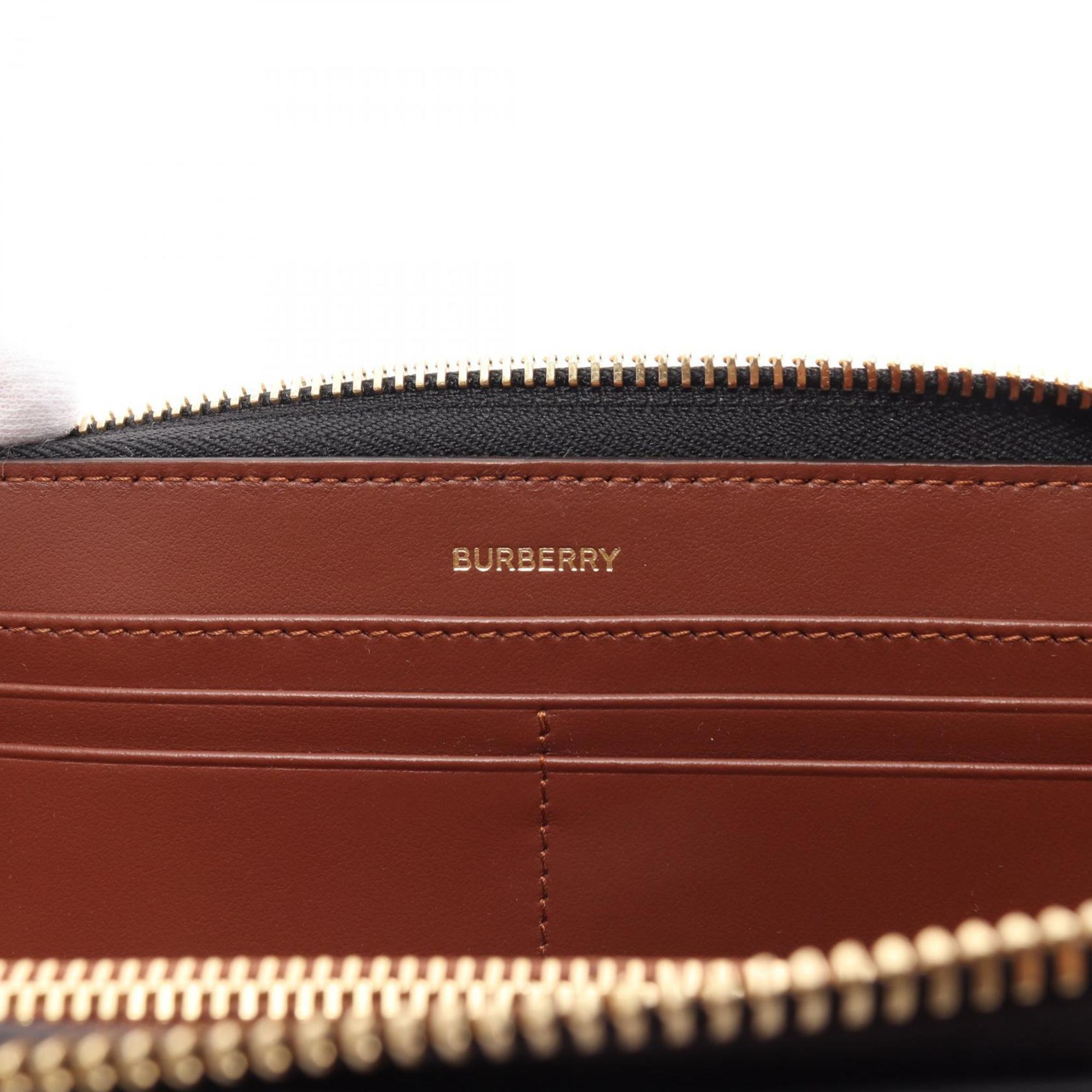 Burberry Icon Stripe Round Long Wallet Coated Canvas Women's Beige Multicolor 8027