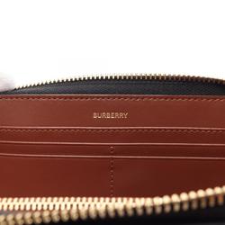 Burberry Icon Stripe Round Long Wallet Coated Canvas Women's Beige Multicolor 8027