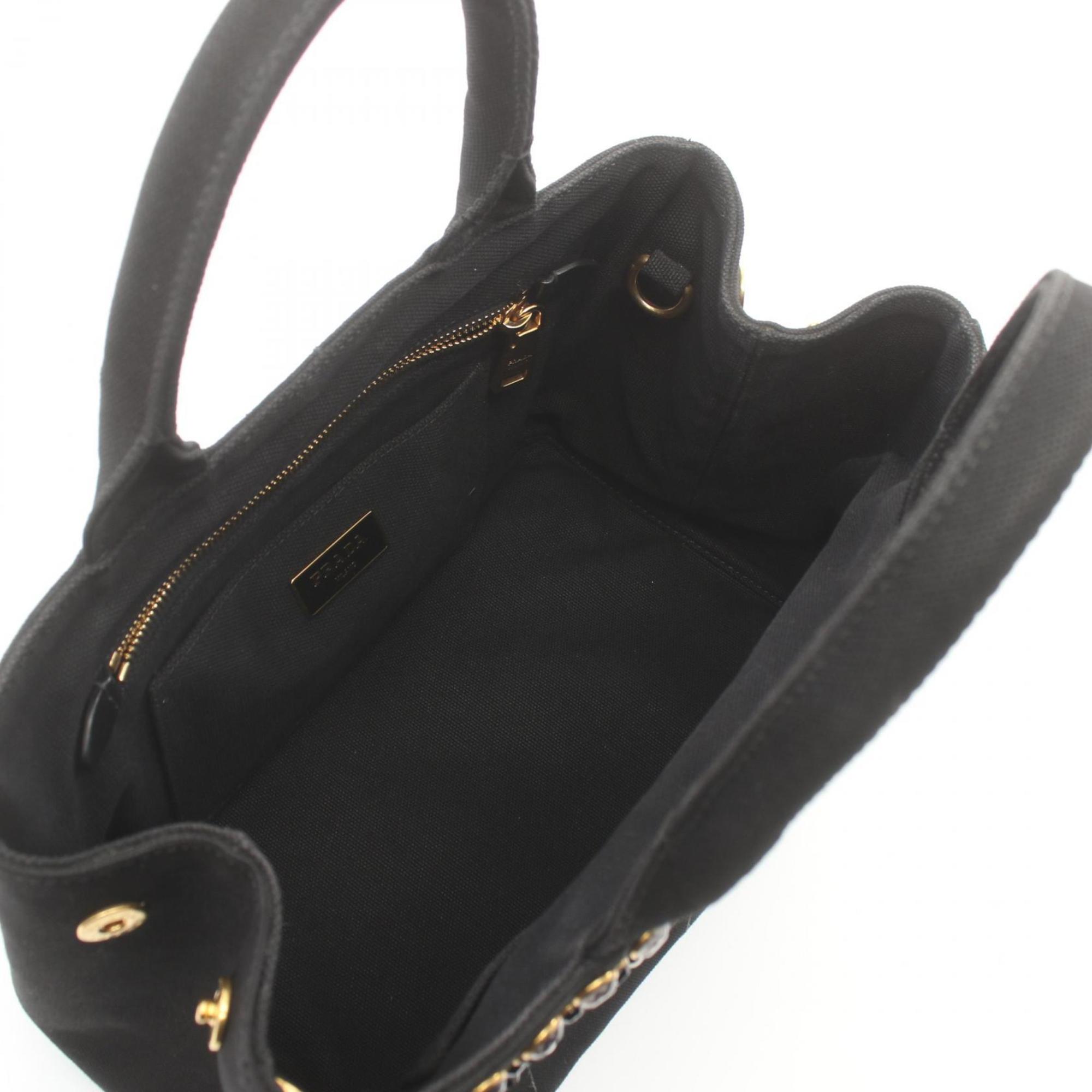 PRADA CANAPA Tote Bag Canvas Women's Black B2439O