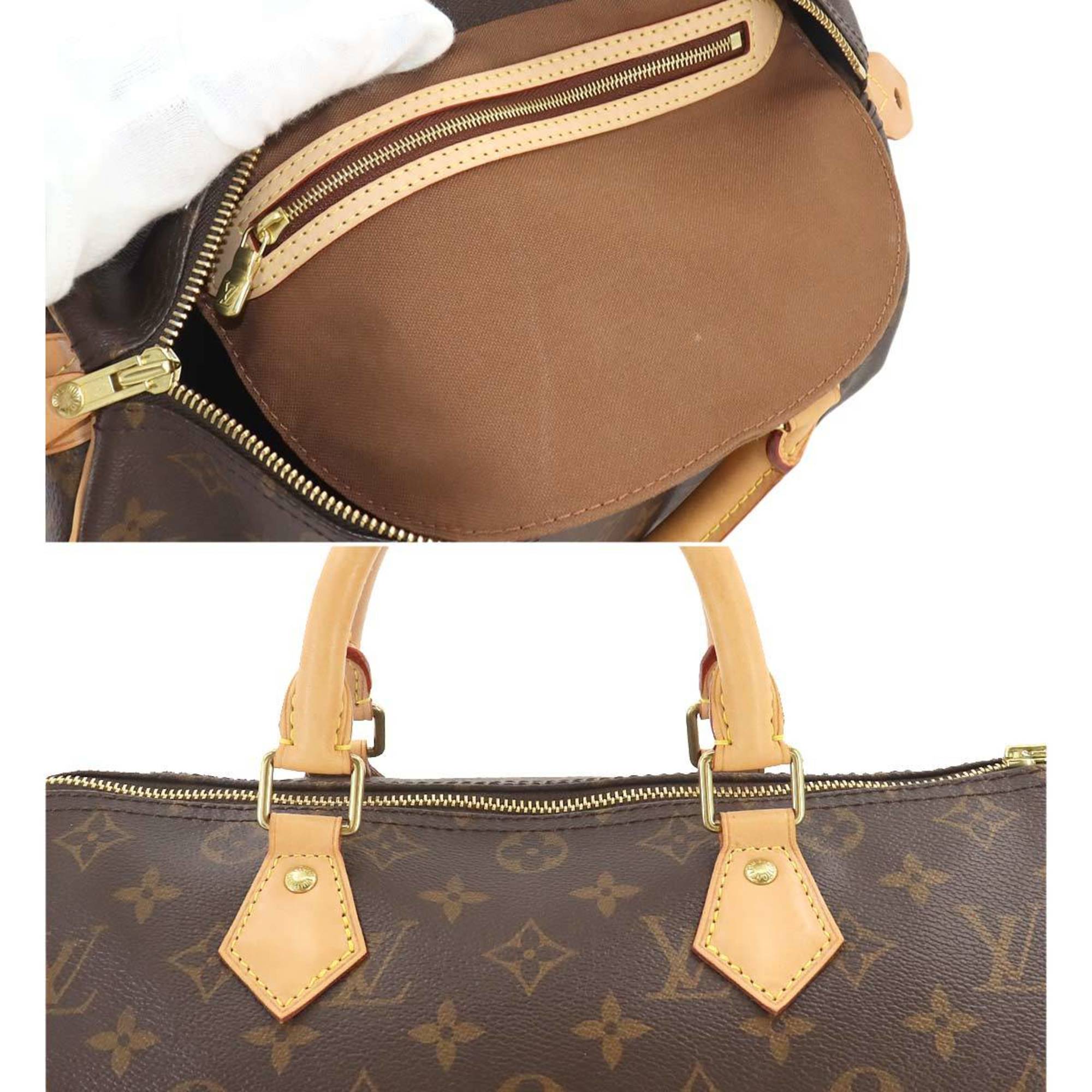 Louis Vuitton LOUIS VUITTON Monogram Speedy 30 Handbag Brown M41108 Gold Hardware