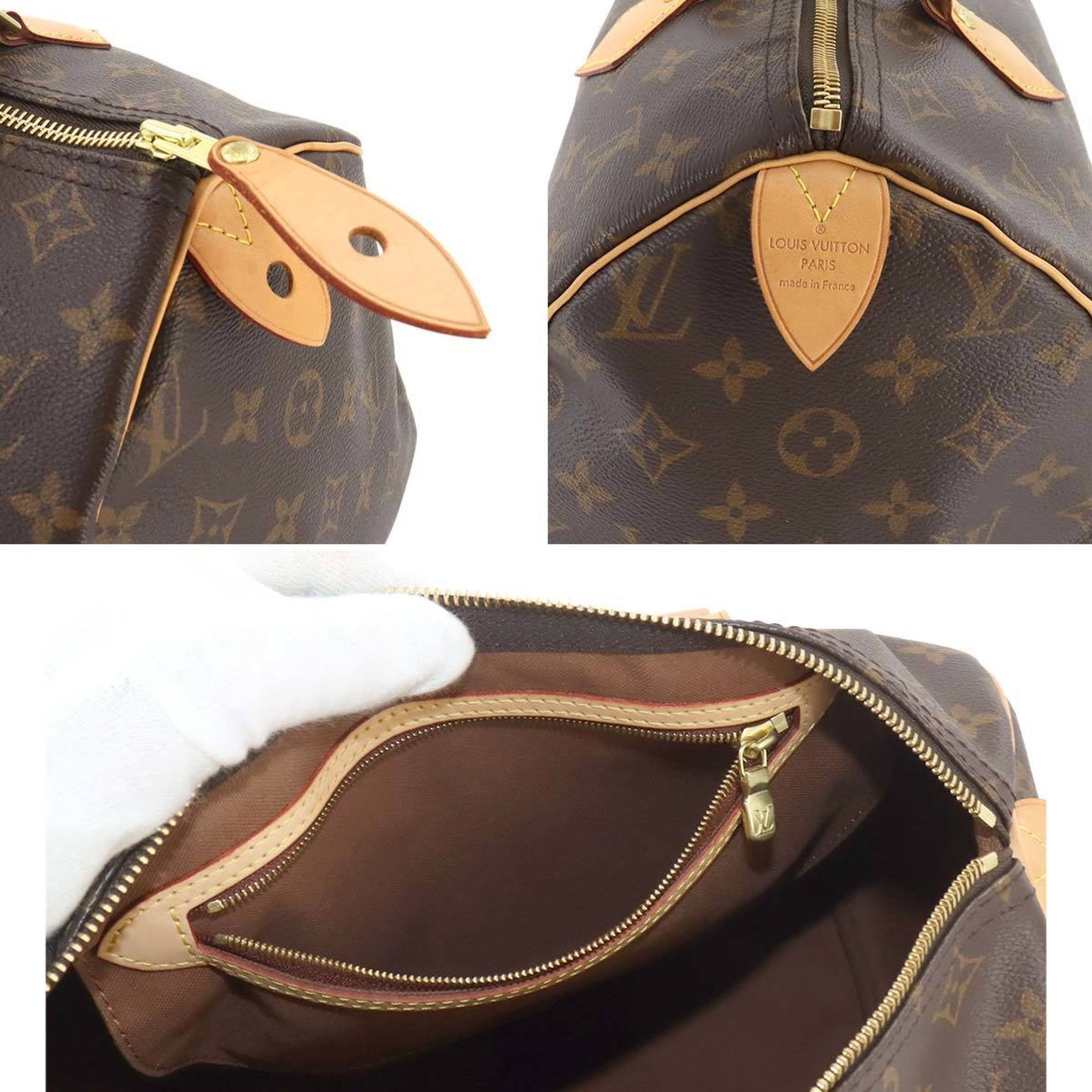 Louis Vuitton LOUIS VUITTON Monogram Speedy 30 Handbag Brown M41108 Gold Hardware