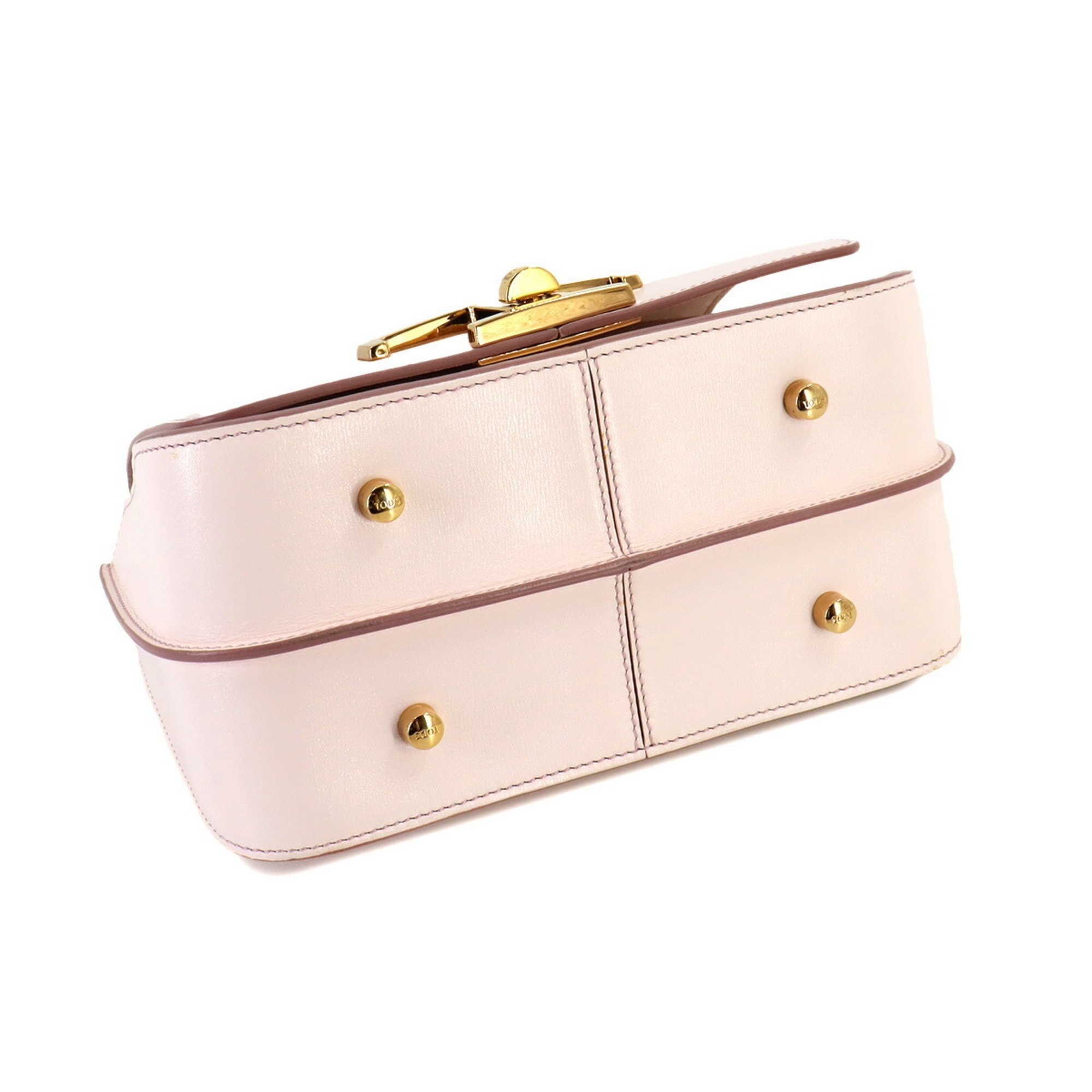 TOD'S Timeless 2way Hand Shoulder Bag Leather Pink Gold Hardware