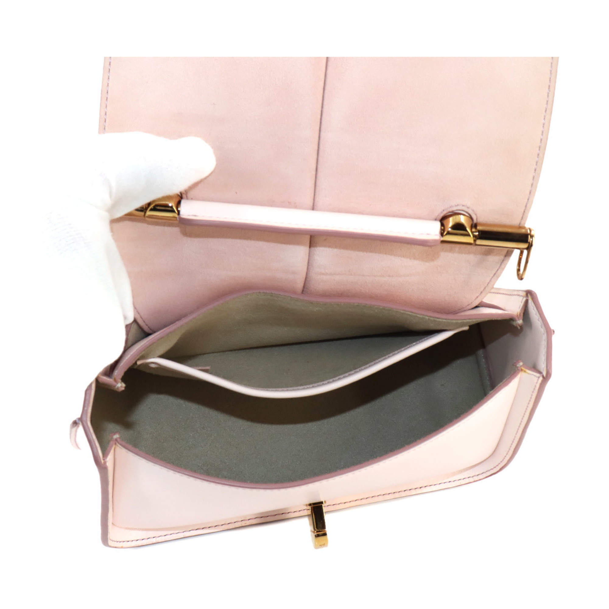 TOD'S Timeless 2way Hand Shoulder Bag Leather Pink Gold Hardware