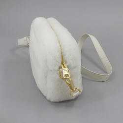 PRADA Shoulder Bag Shearling White 1BH192 Gold Hardware