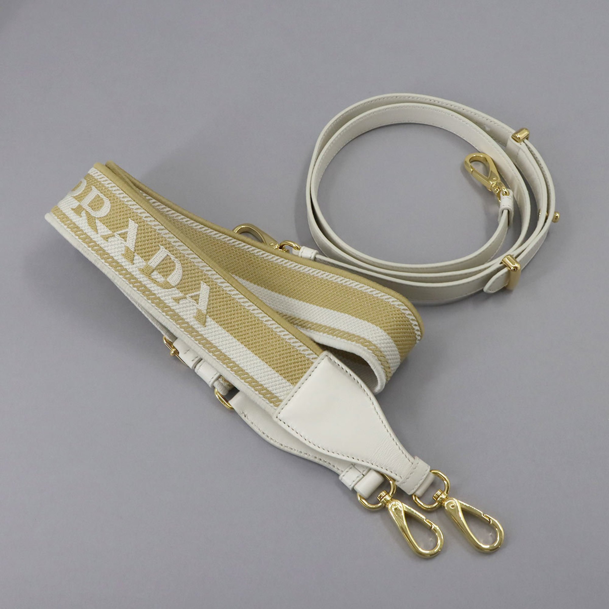 PRADA Shoulder Bag Shearling White 1BH192 Gold Hardware