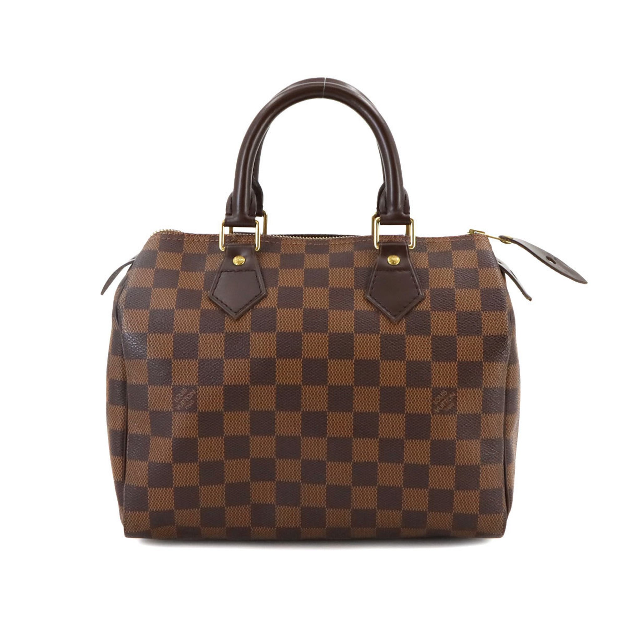 Louis Vuitton Damier Speedy 25 Handbag Ebene Brown N41532 Gold Hardware