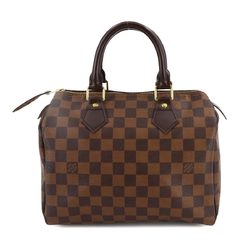 Louis Vuitton Damier Speedy 25 Handbag Ebene Brown N41532 Gold Hardware