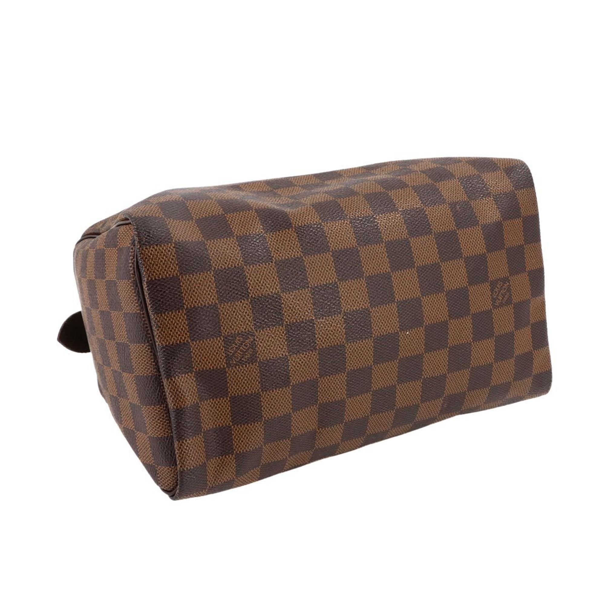 Louis Vuitton Damier Speedy 25 Handbag Ebene Brown N41532 Gold Hardware