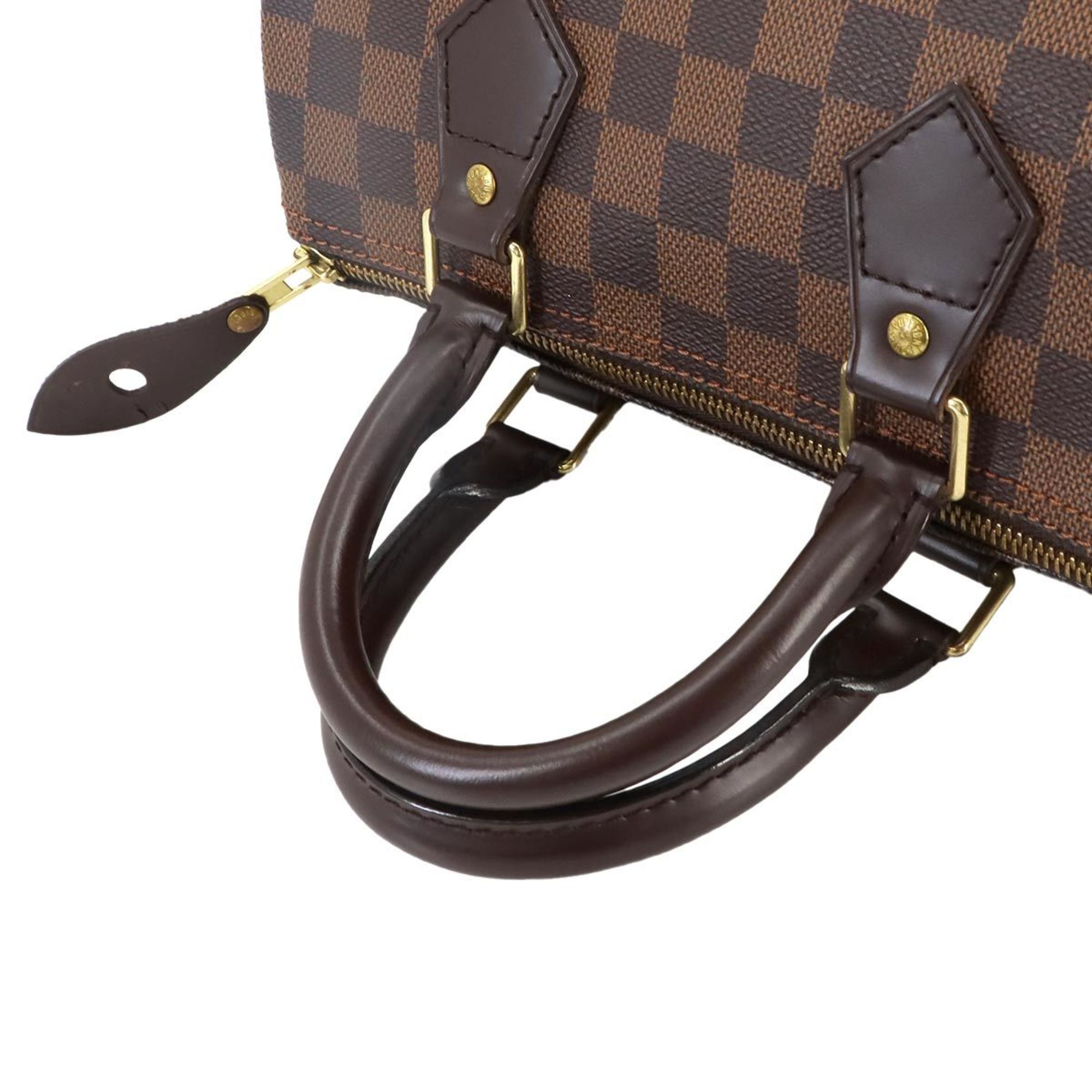 Louis Vuitton Damier Speedy 25 Handbag Ebene Brown N41532 Gold Hardware