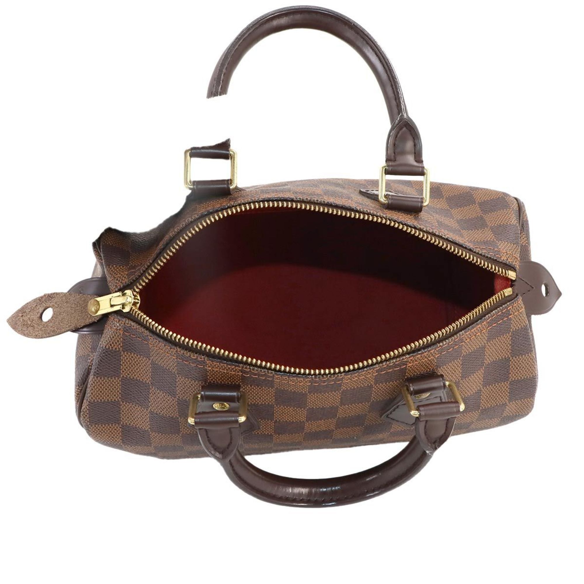 Louis Vuitton Damier Speedy 25 Handbag Ebene Brown N41532 Gold Hardware